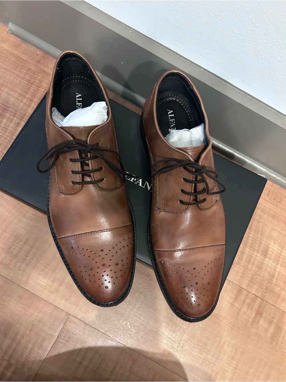 Alfani Men's Tan Brown Cap-Toe Oxford Dress Shoes